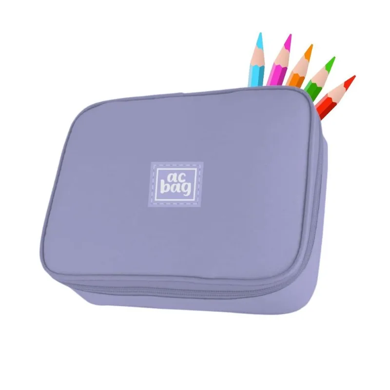 Estojo Box Organizador Lilás Grande Escolar Multiuso Kawaii Múltiplos Compartimentos Volta As Aulas