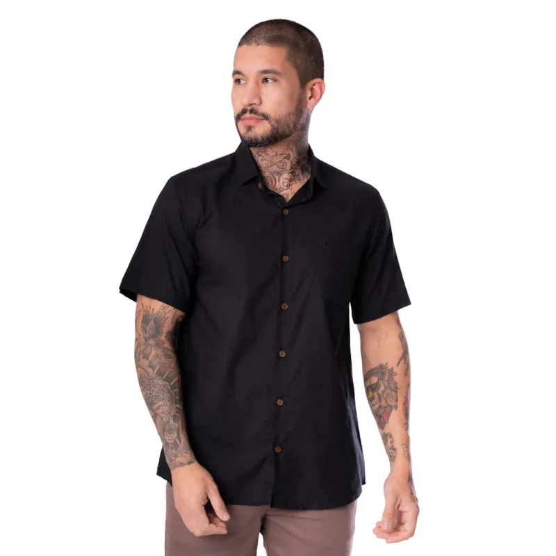 Camisa Masculina Amil Ciano Manga Curta Preta - 4