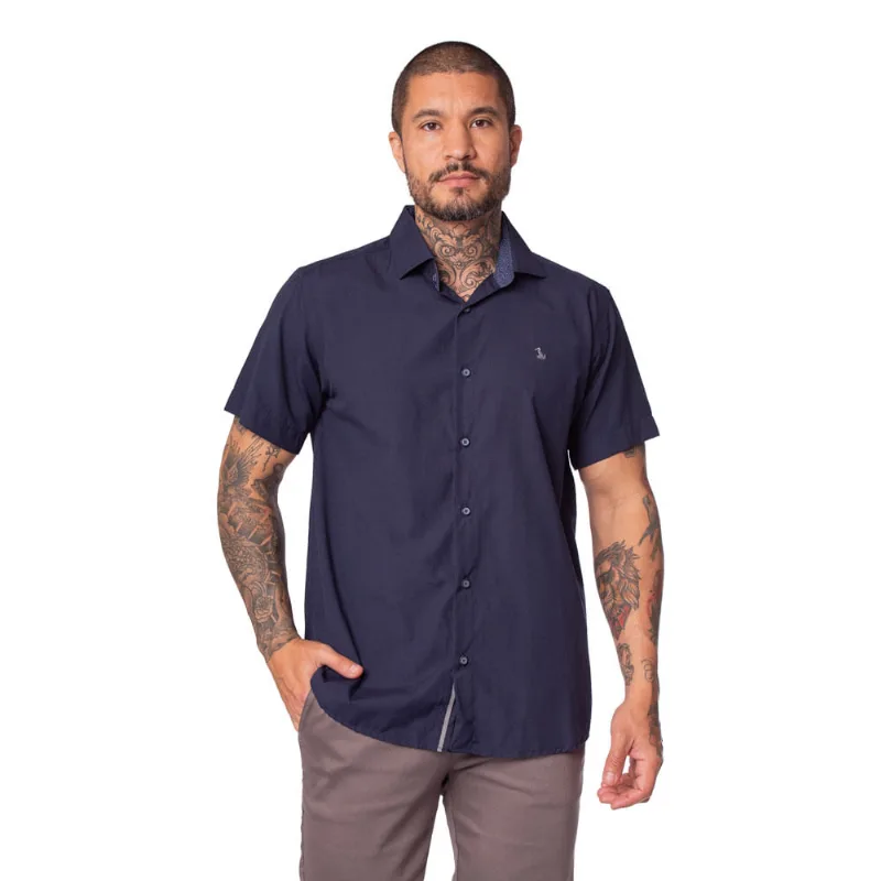 Camisa Masculina Amil Comfort Indian Marinho - 5