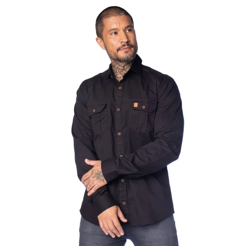 Camisa Masculina Amil Slim Scorpion Detalhe Marrom Preto - 3