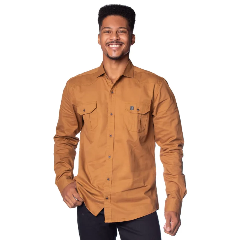 Camisa Masculina Amil com Bolsos Caramelo - 5