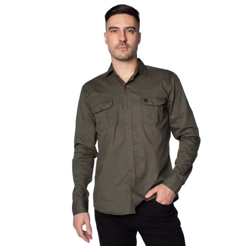 Camisa Masculina Amil com Bolsos Musgo - 2