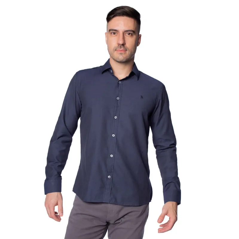 Camisa Masculina Amil Slim Stark Marinho - 5