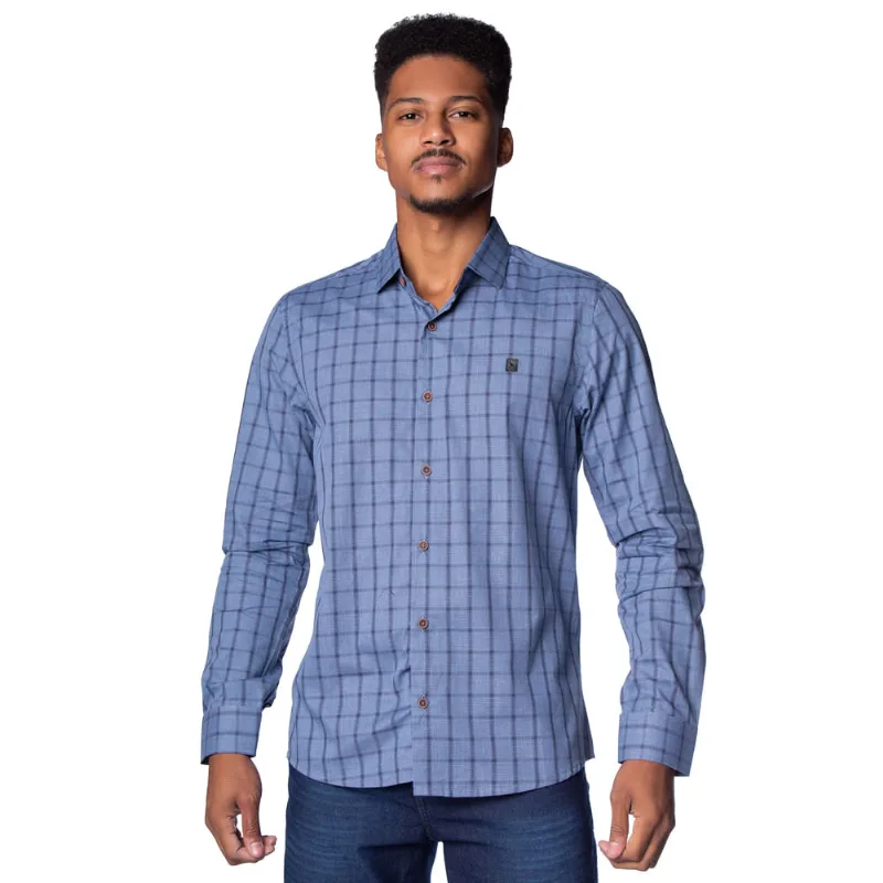 Camisa Masculina Amil Slim Capitan Xadrez Azul - 2