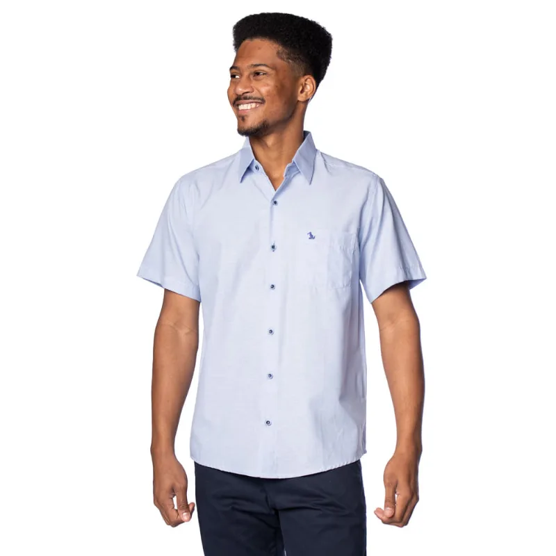 Camisa Masculina Amil Comfort Sersi Manga Curta Azul Claro - 3