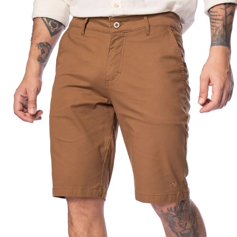 Bermuda Masculina Amil Sarja Logo Marrom - 40