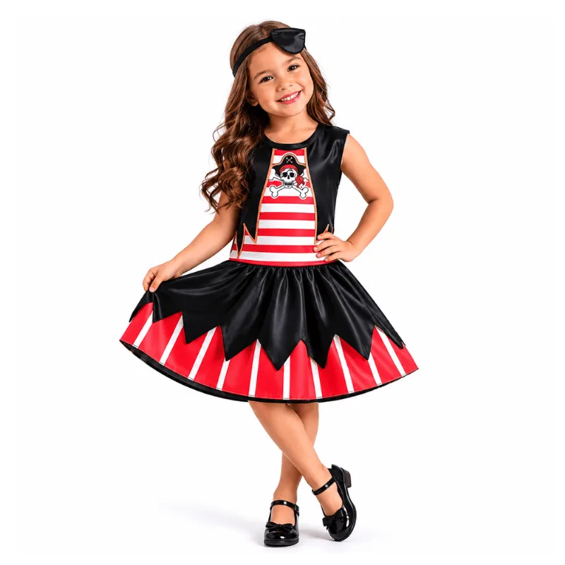 Fantasia Piratinha Infantil Com Vestido E Tapa Olho Super Pop Fantasia Piratinha Super Pop - P