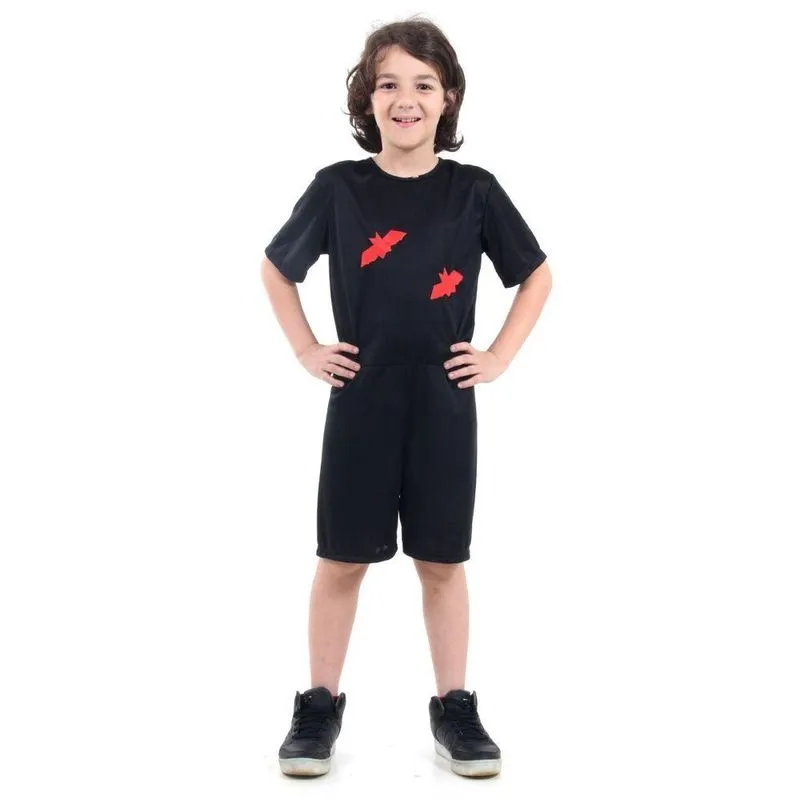 Fantasia Morcego Infantil Colorido Halloween Morceguinhos Tamanho G