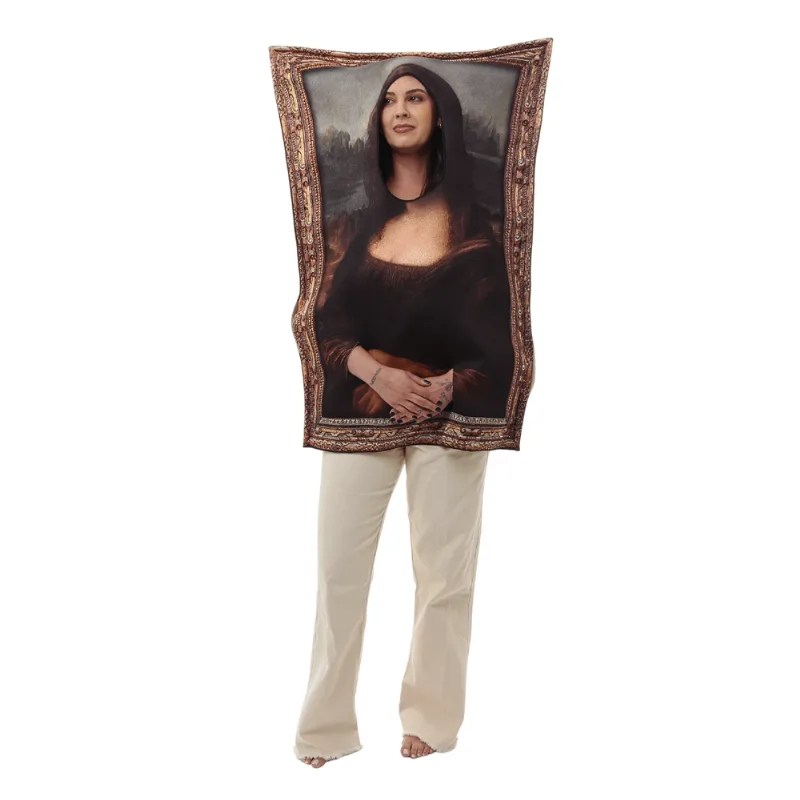 Fantasia Monalisa Engraçada Quadro Unissex Carnaval Fantasia Túnica Quadros Monalisa