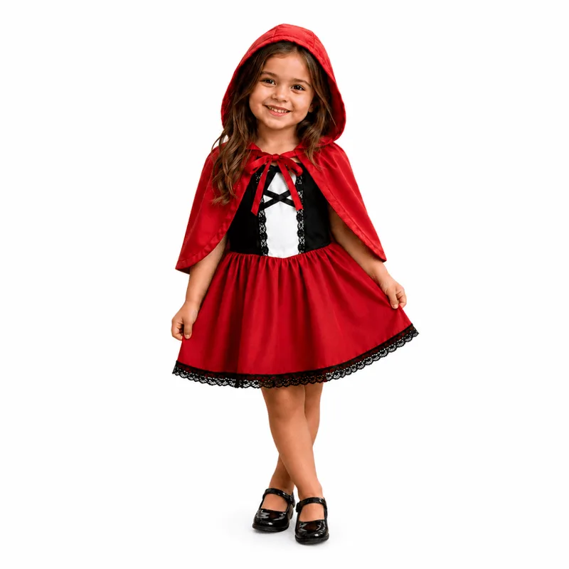 Fantasia Chapeuzinho Vermelho Infantil Com Capa Fantasia Chapeuzinho Vermelho Infantil - P