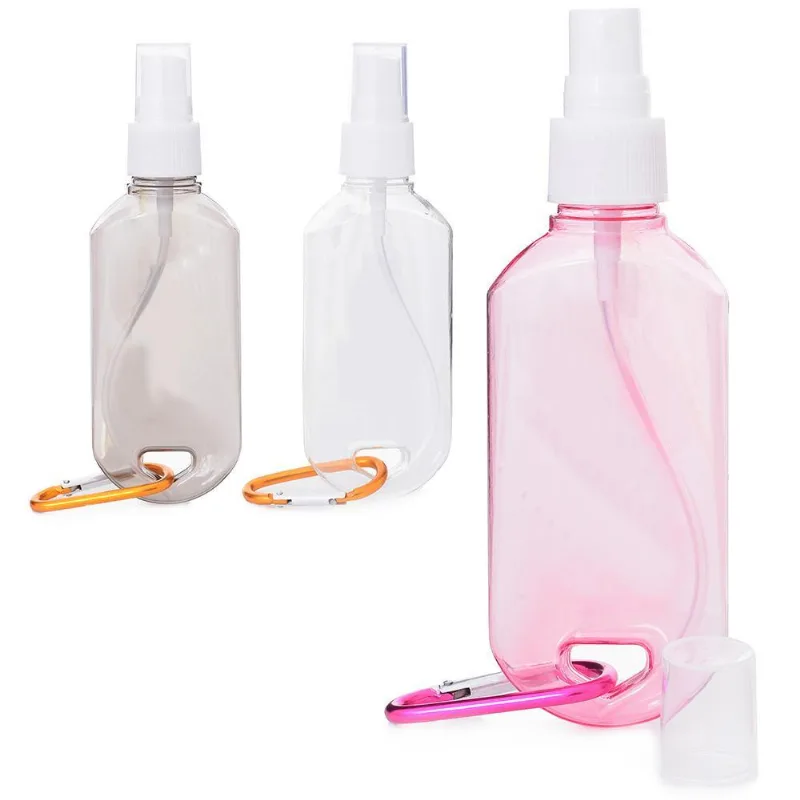 Frasco Spray Plastico Viagem Tampa + Mosquetao Colors 60ml