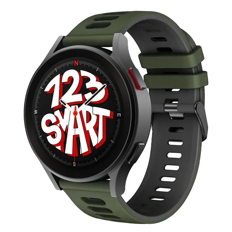 Pulseira de Silicone Esportiva para Galaxy Watch 5 Watch5 Pro R900 R910 R920 R905 R915 R925 40mm 44mm 45mm lte - Verde Escuro com Preto