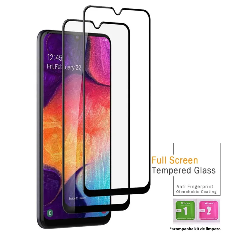 Kit 2x Películas de Vidro 3D Blindada Samsung Galaxy A30 + Kit Aplicação