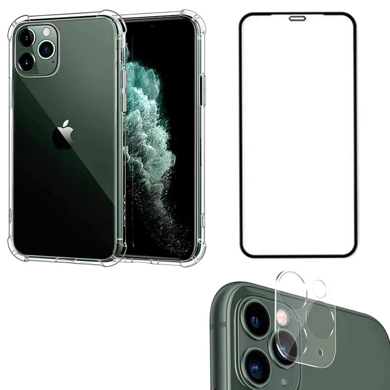 Capa Anti Impacto + Película 3D Vidro + Película Câmera iPhone 11 Pro