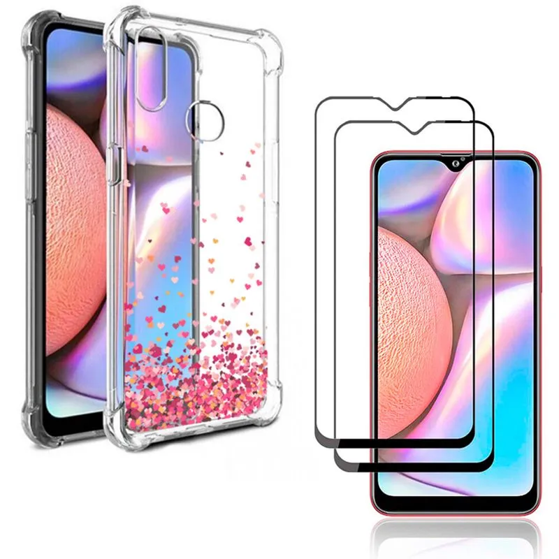 Capa Corações Anti Impacto Galaxy A10S + 2x Películas de Vidro 3D