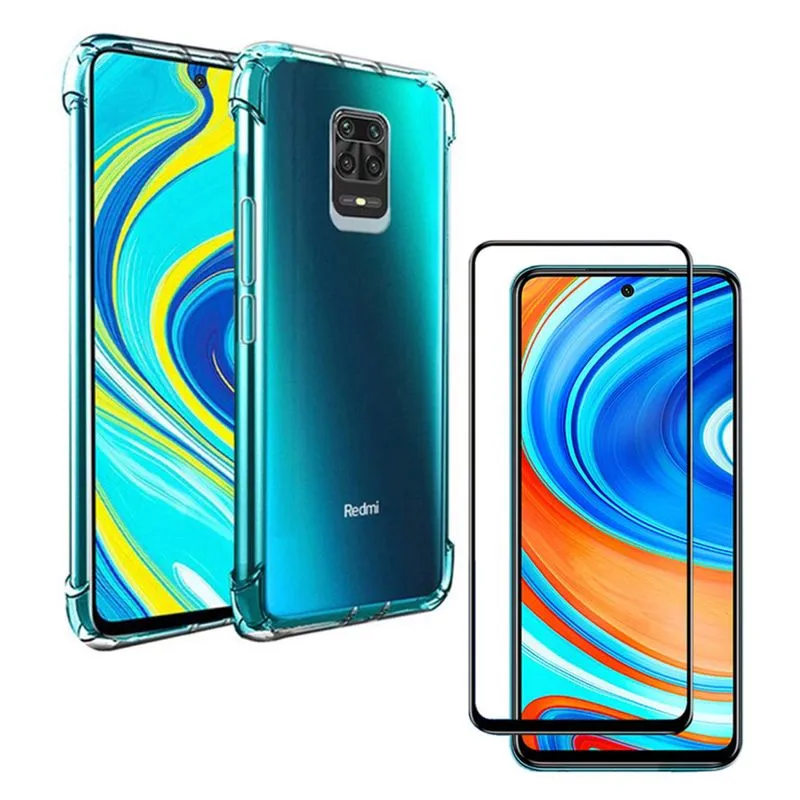 Capa Anti Quedas Xiaomi Redmi Note 9S + Película 3D Vidro Temperado