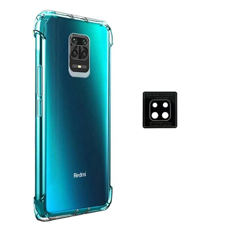 Capa Anti Impactos + Película Camera Xiaomi Redmi Note 9s + Kit Aplicação