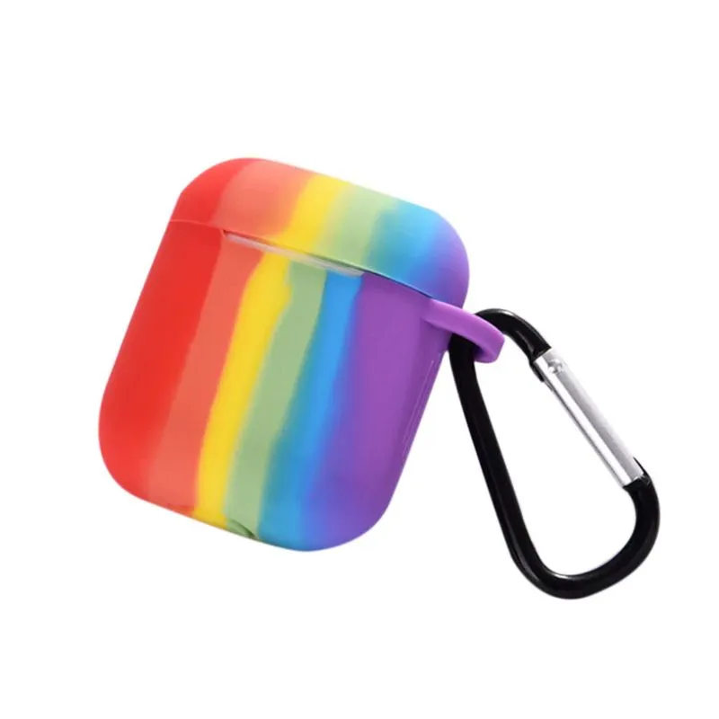 Capa Case Silicone Colorida Listrada Aipods Normal