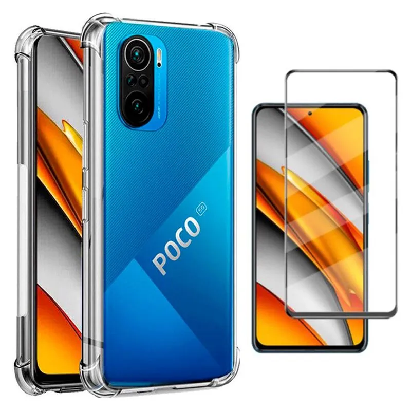 Capa Anti Impacto para Xiaomi POCO F3 5g e Película de Vidro 3D Full Cover
