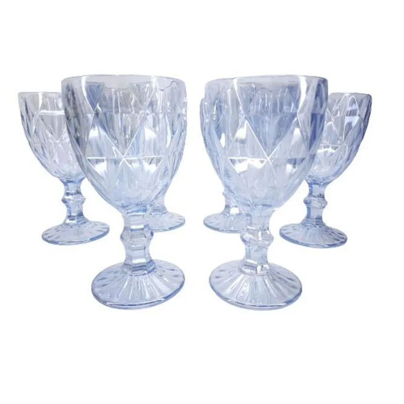 Jogo De 6 Taças Diamond Luster Grey Cinza Azulada