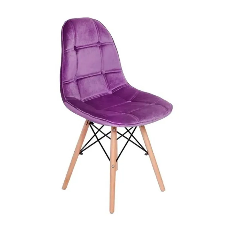 Cadeira Charles Eames Eiffel Estofada Veludo Wood Design