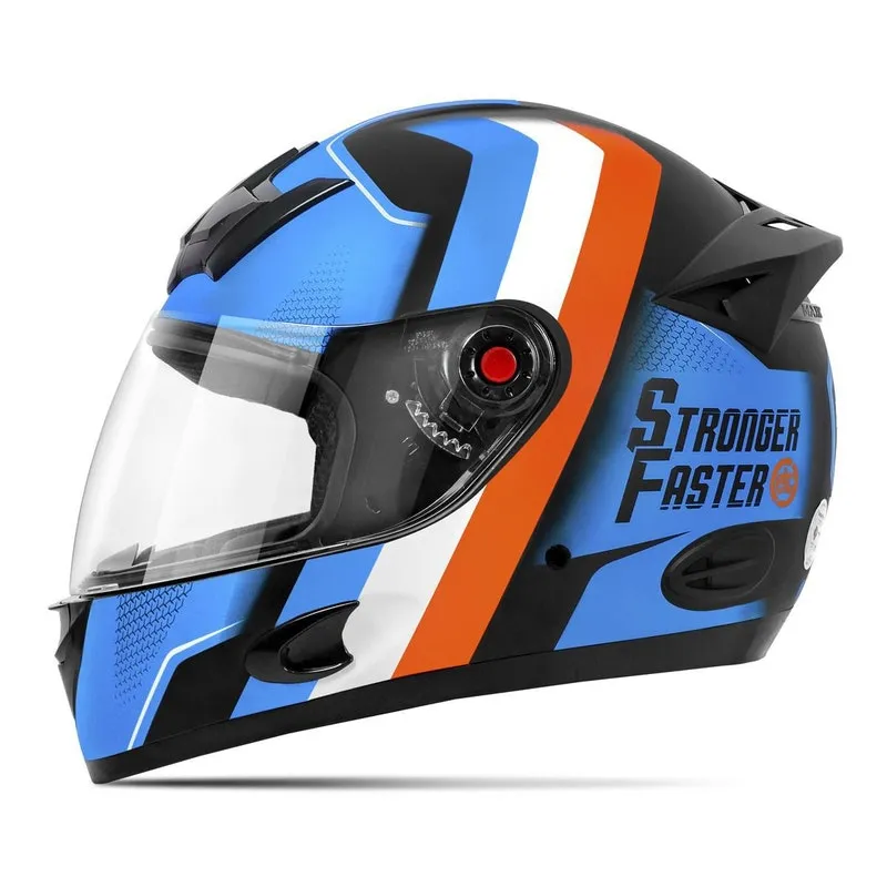 Capacete Fechado Etceter Stronger Faster Azul - Laranja 62