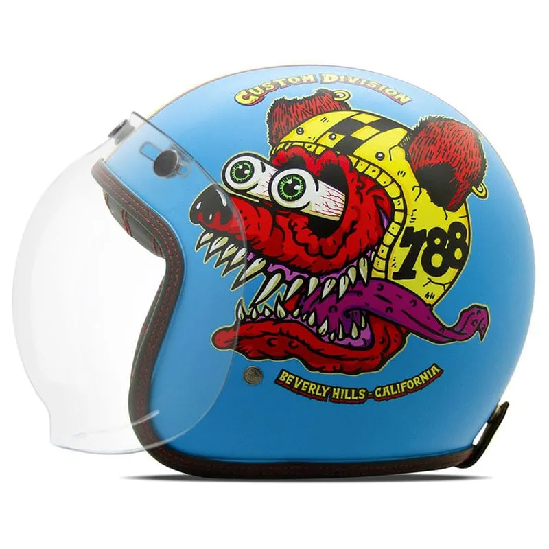 Capacete Etceter Custom Mad Dogs Fosco Azul Claro 56