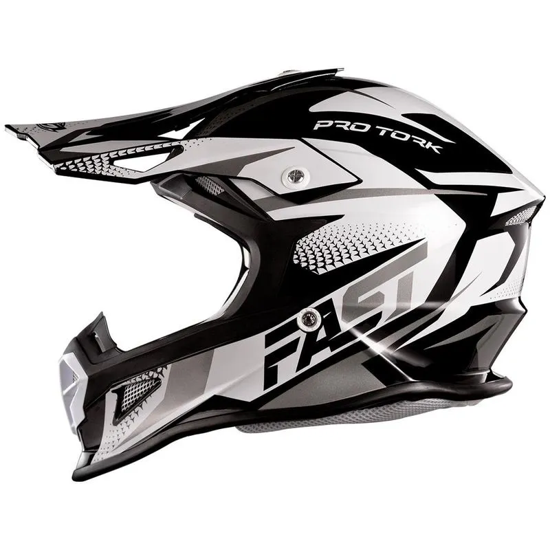 Capacete Esportivo Enduro Protork Fast Tech Branco Cinza 60