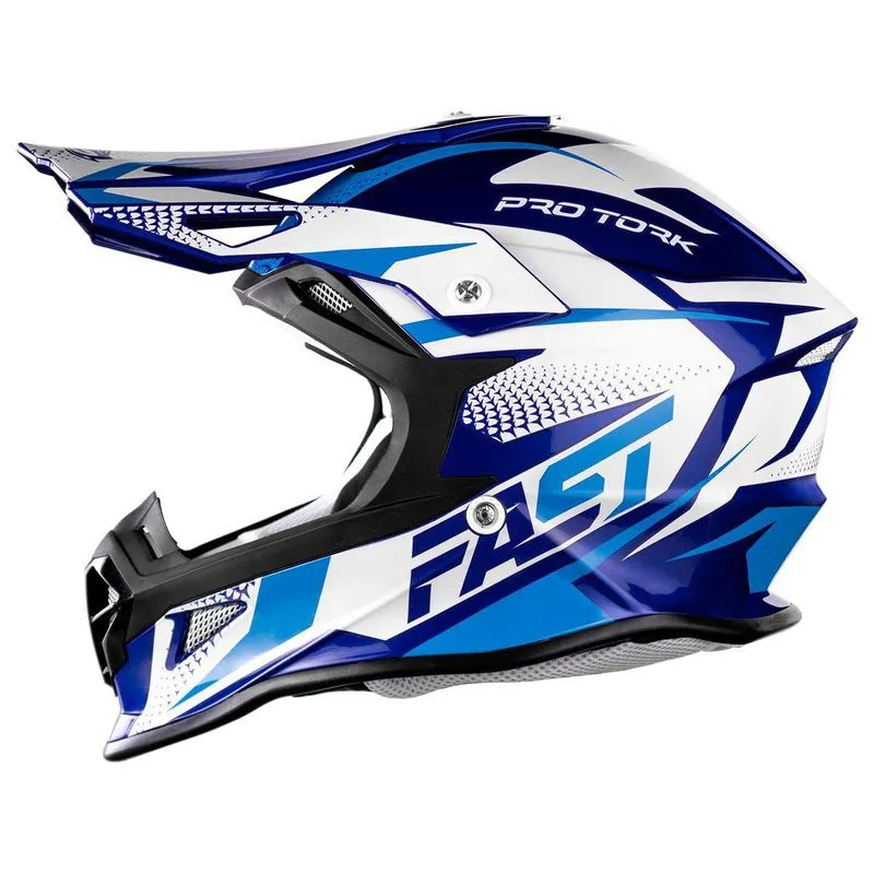 Capacete Esportivo Enduro Protork Fast Tech Azul Branco 62