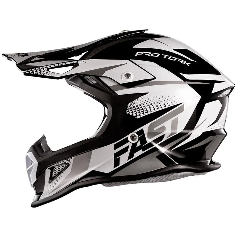 Capacete Esportivo Enduro Protork Fast Tech Branco Cinza 62