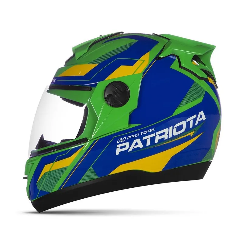 Capacete Fechado Pro Tork G8 Patriota Verde - Azul 58