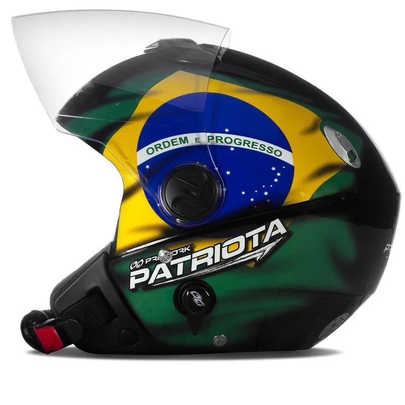 Capacete Aberto New Atomic Patriota Pro Tork Preto 56