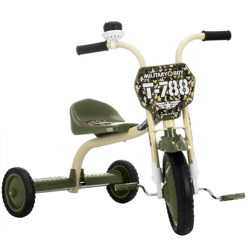 Triciclo Infantil Ultra Bike Military Verde Com Number Plate