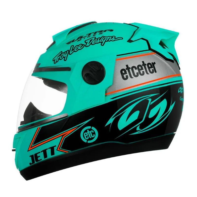 Capacete Etceter Evolution Power Brands Verde Turquesa 58