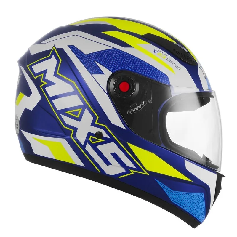 Capacete Fechado Mixs Fokker V23 Fosco Azul - Amarelo 58