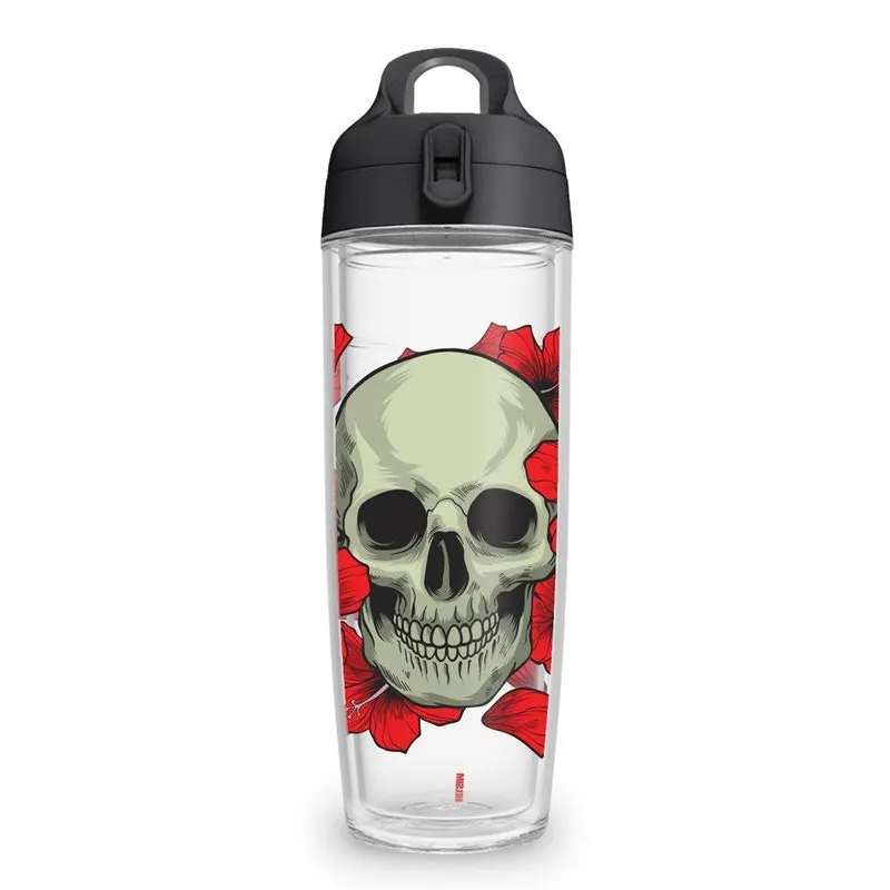 Garrafa Sports 600ml Caveira Com Rosas