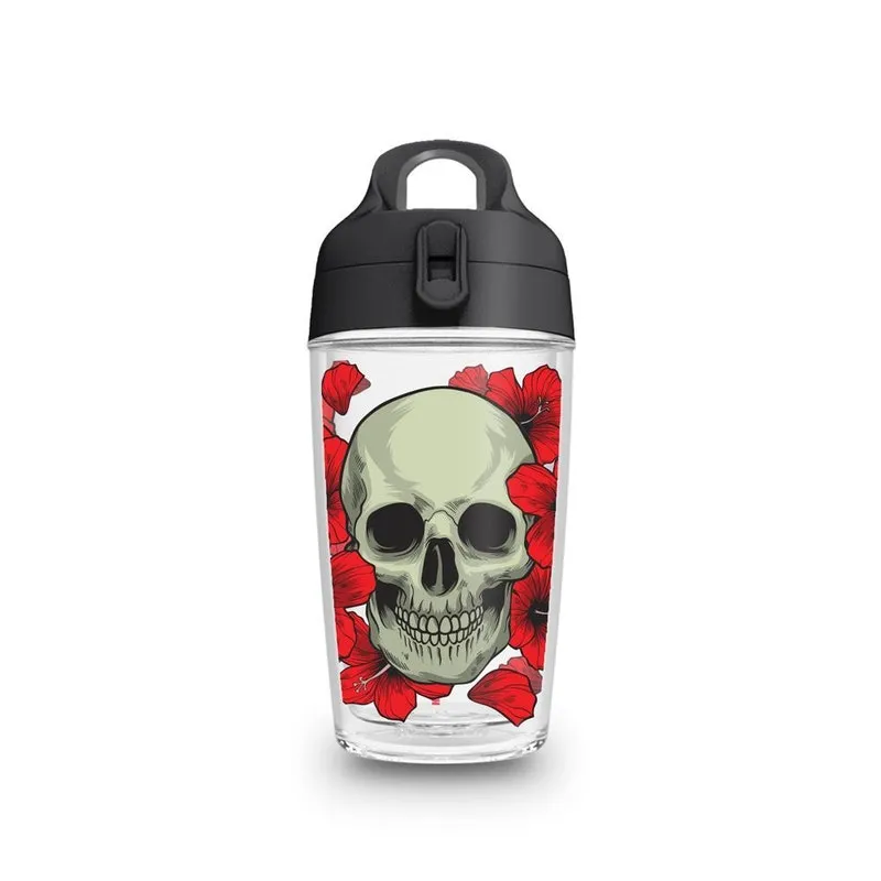 Garrafa Sports Fit 360ml Caveira Com Rosa
