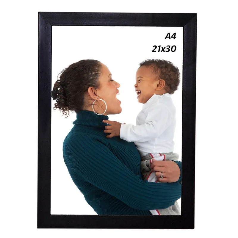 Porta-retrato Moldufoto para fotos 21 x 30 (A4) moldura lisa de 2 cm - Preto