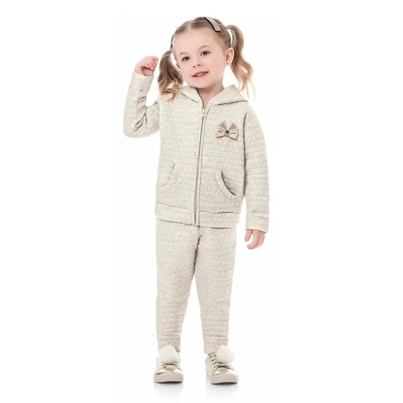 Conjunto Moletom Bebê Menina Creme