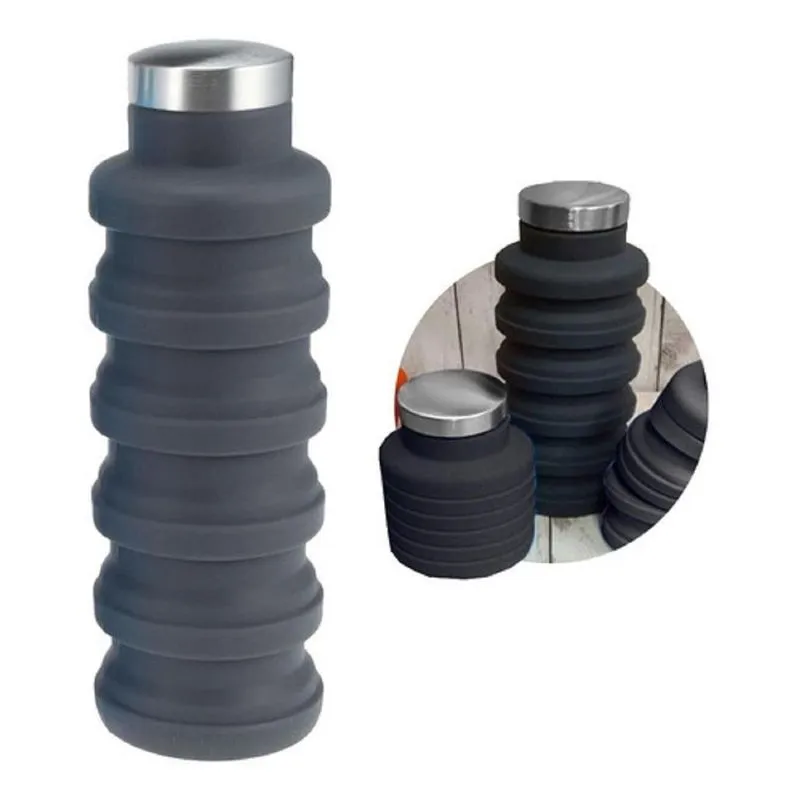 Garrafa De Silicone Retrátil 500ml 4508 Bono Home Unic Cinza