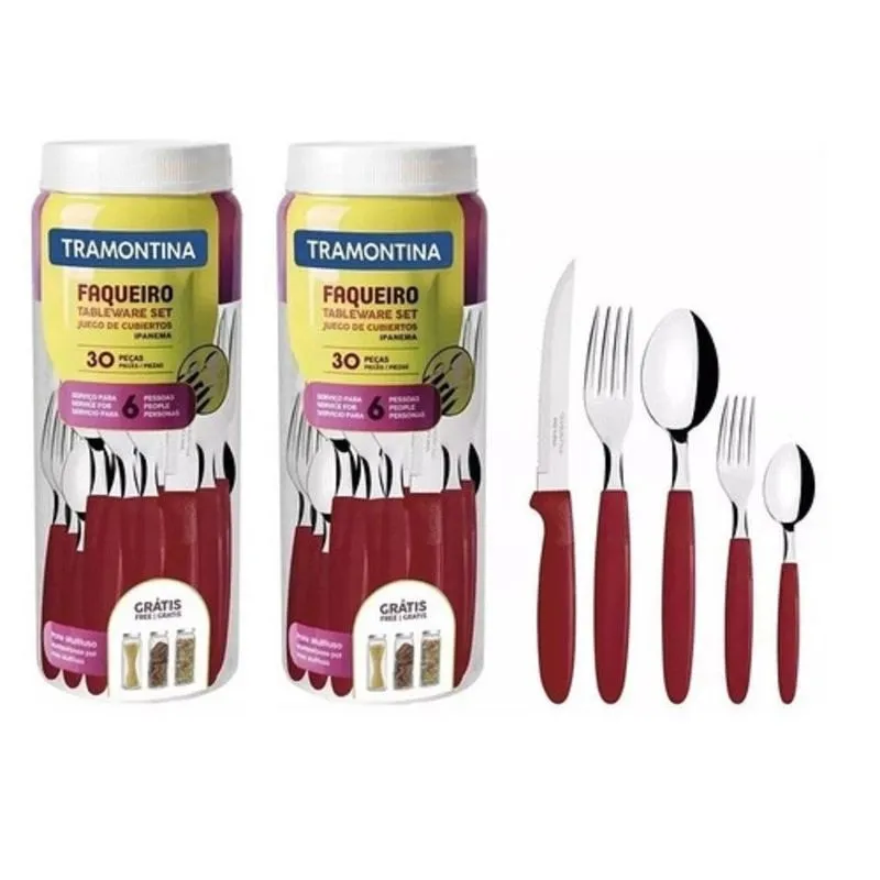 Kit 2 Faqueiros Ipanema Aco Inox 30 Pecas - 23398488 Unic V