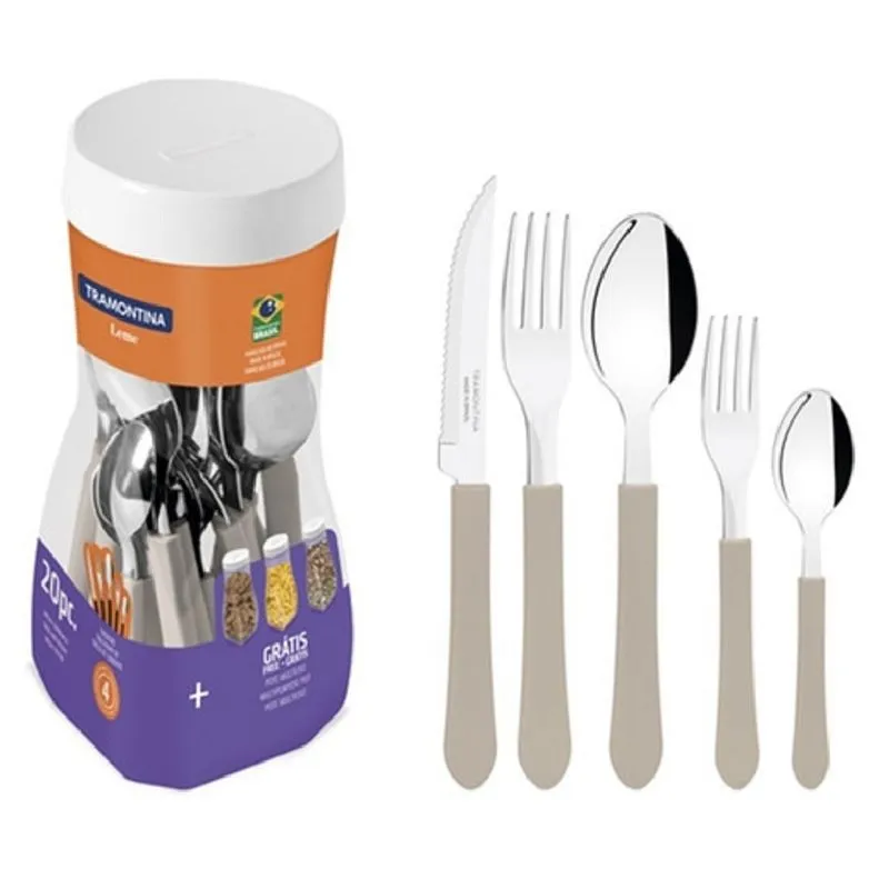 Faqueiro Leme Inox 20 Peças Tramontina - Kit Com 100 Jogos