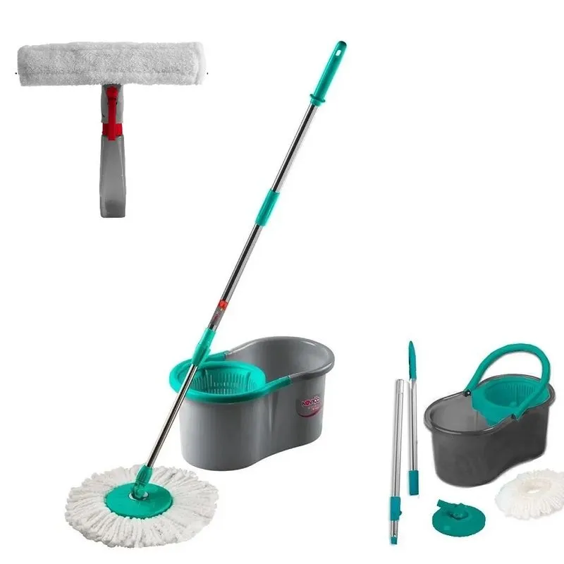 Mop Giratório Esfregão Noviça 6l + Rodo Limpa Vidros Kit