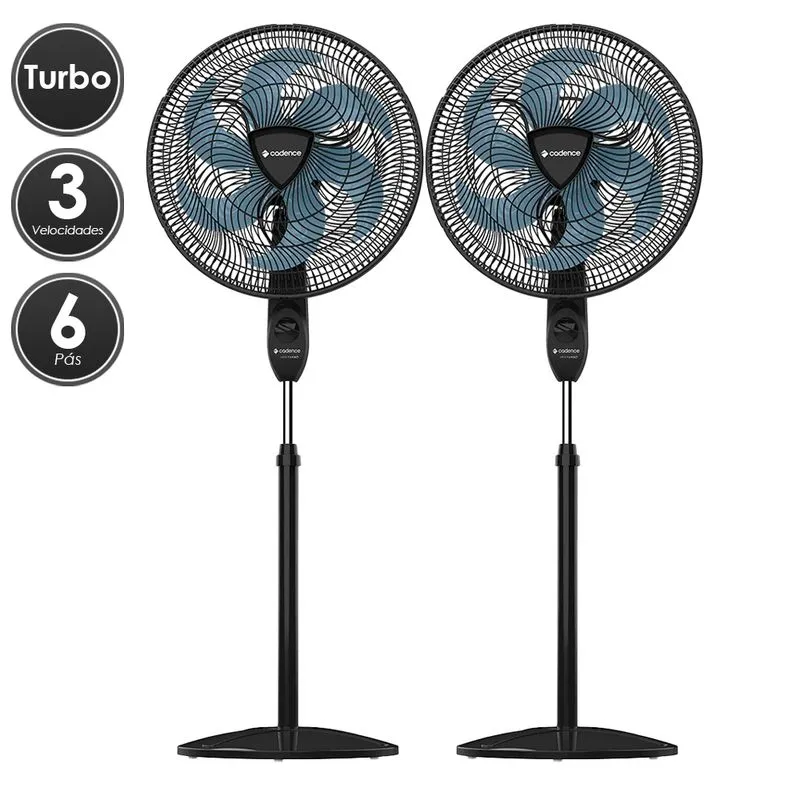 Ventilador Eros Turbo Preto Kit 2 Peças 110v/220v