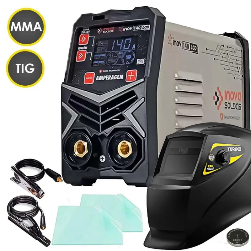 Maq Solda Inver Lcd Dig 140A Mma Tig Lift + Masc Inov140 + M