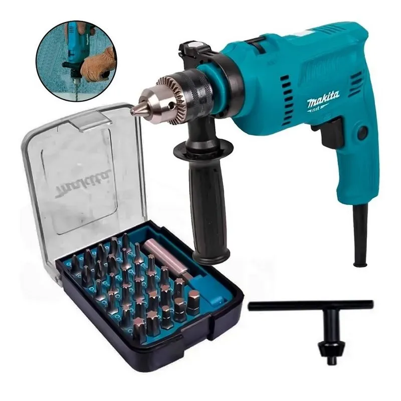 Furadeira Impacto Parafusadeira 1/2 M0801b Makita + Acessórios