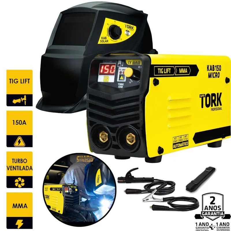 Inver Solda 150a Mma Tig Lift + Mascara 4k Tork Ie-6150 220v