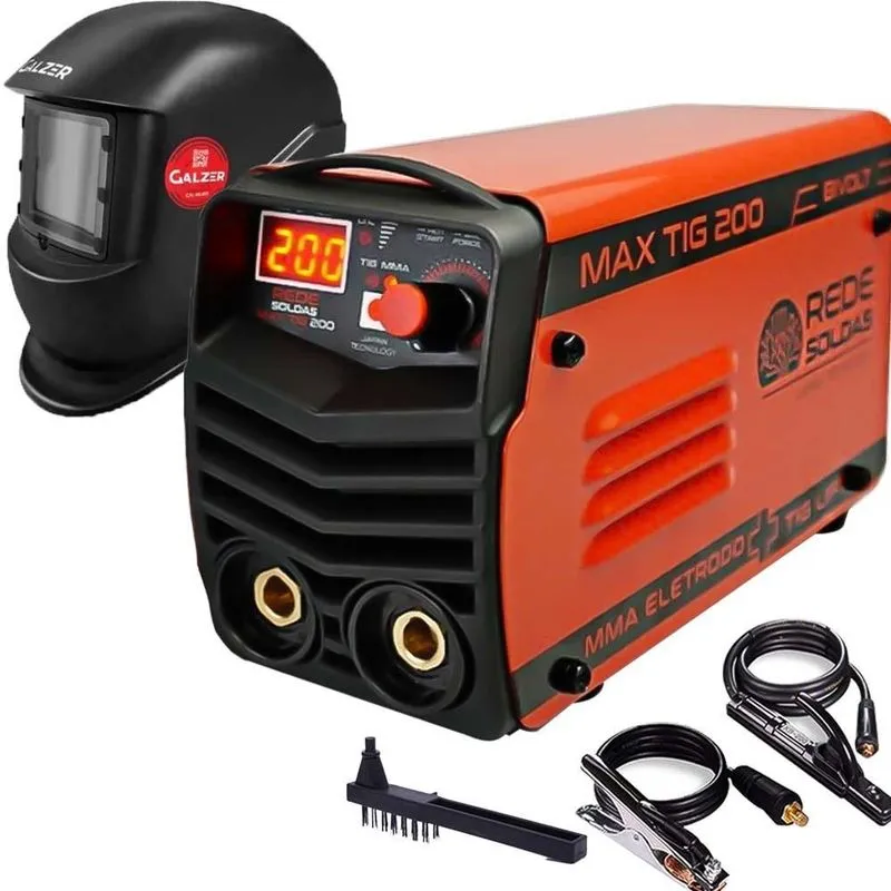 Maquina De Solda Inversora 200a Mma Tig Max200 Biv + Máscara