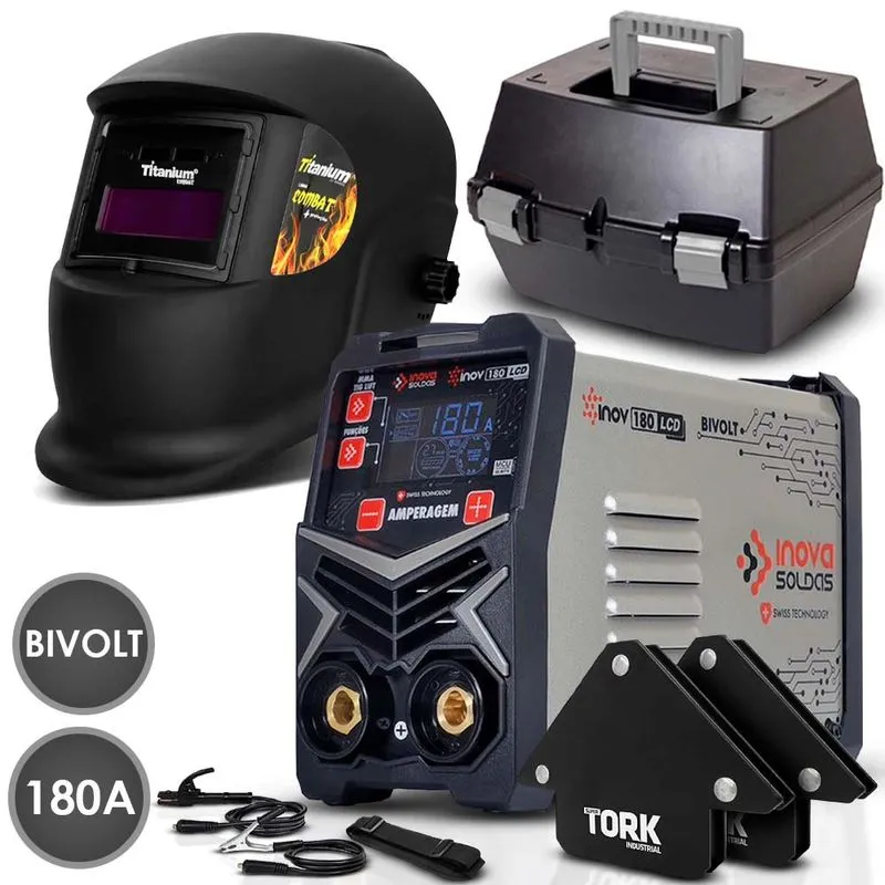 Inversora De Solda 180amp Profissional + Máscara + Esquadro