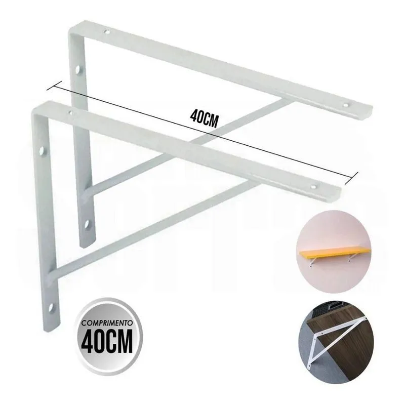Kit 2x Suporte Prateleira Mao Francesa 40cm Hammer Gymof4000